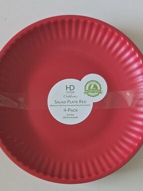 HD Designs Red Salad Plate - 4 Pack